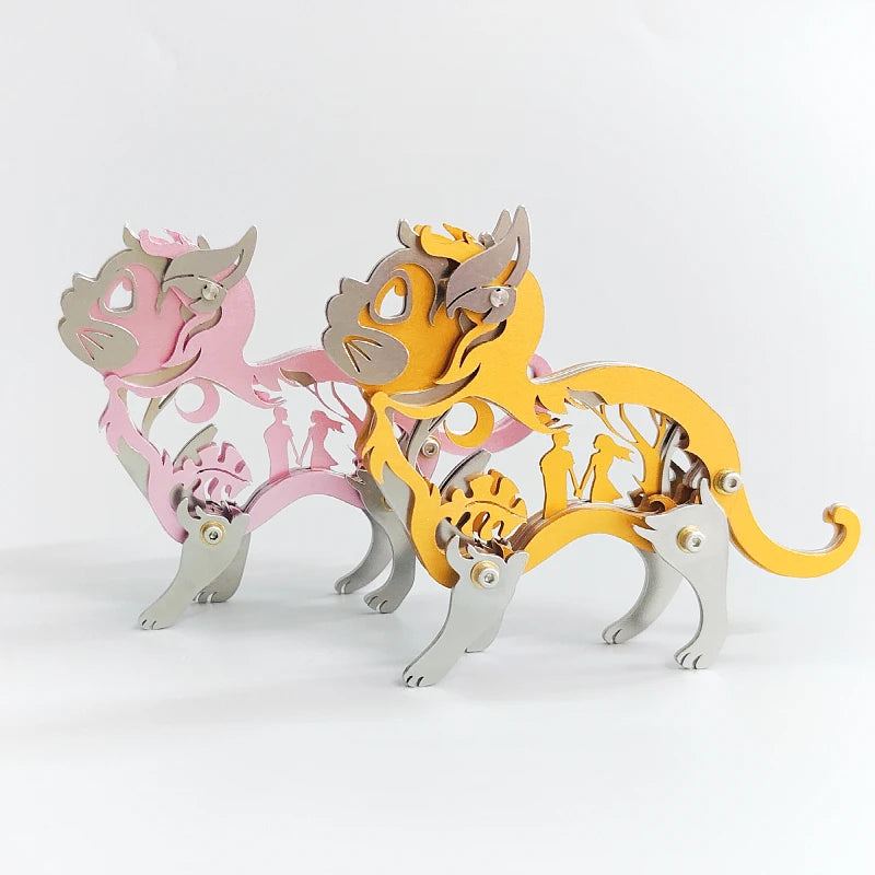 Dreamy Cat – Mechanical Metal Model Kit, DIY Assembly Collectible – 37 Pieces