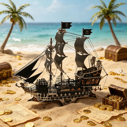 Pirate Ship – 3D Metal Model Kit, DIY Assembly Collectible – 420 Pieces