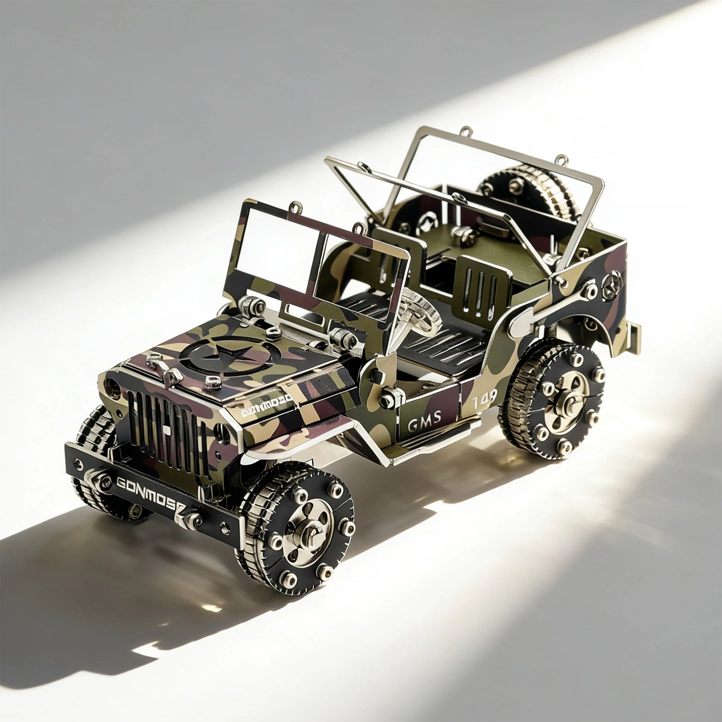 Ironclad Jeep – Camouflage 3D Metal Model Kit, DIY Assembly Collectible – 222 Pieces
