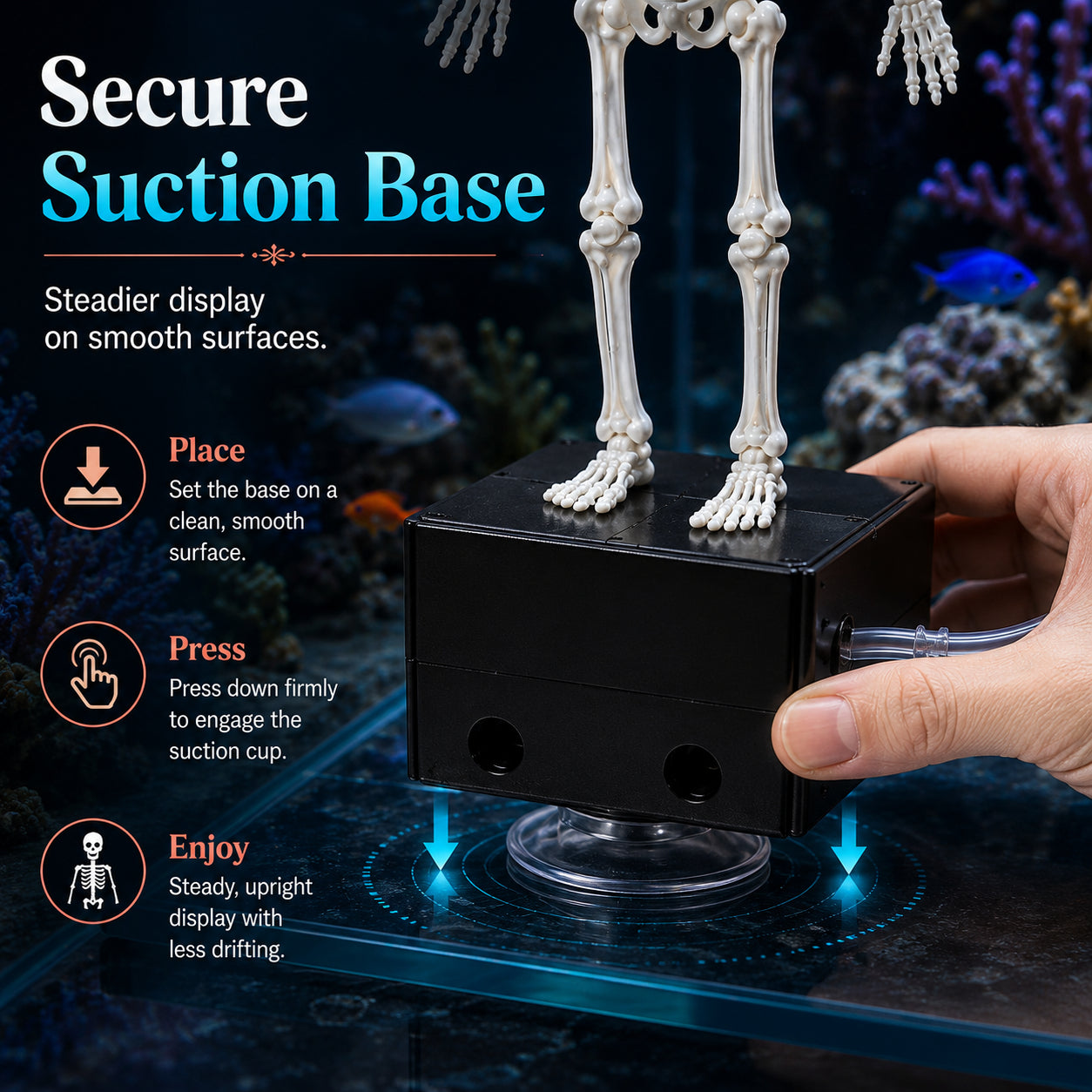 Aquarium Skeleton Wobble Decoration - Moving Skeleton