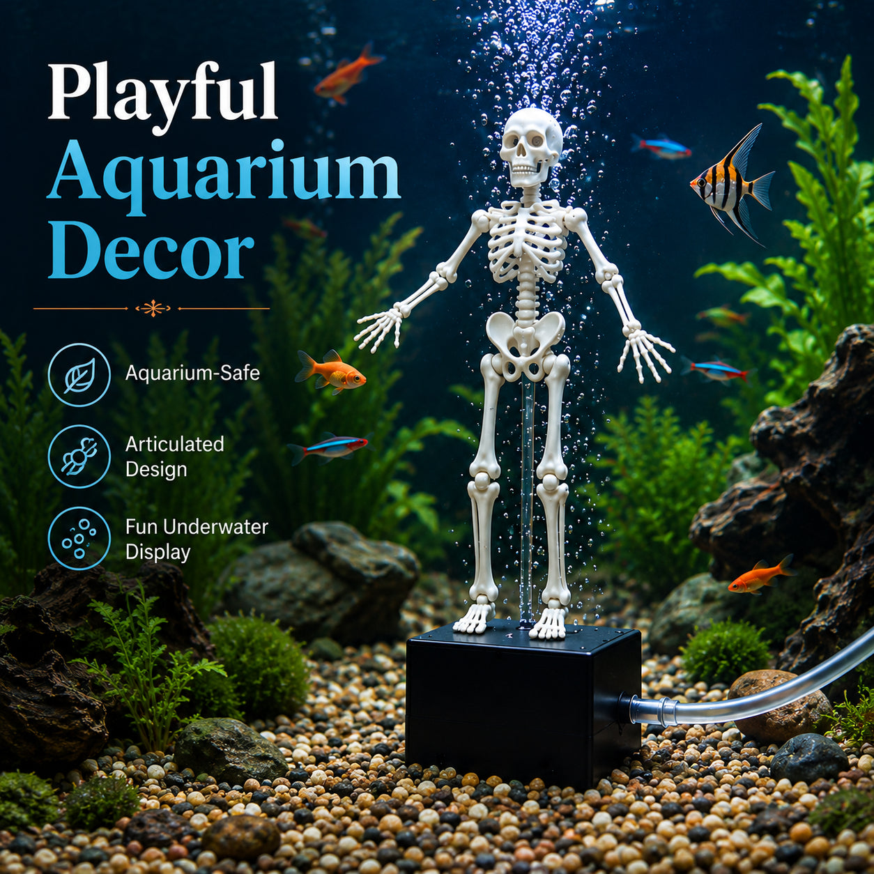 Aquarium Skeleton Wobble Decoration - Moving Skeleton