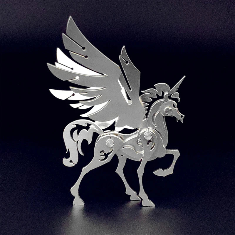 Little Unicorn – Mechanical Metal Model Kit, DIY Assembly Collectible – 23 Pieces