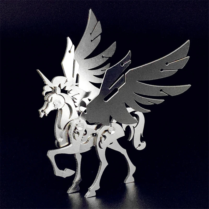 Little Unicorn – Mechanical Metal Model Kit, DIY Assembly Collectible – 23 Pieces