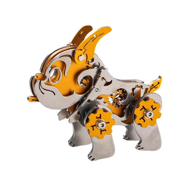 Mini Mechanical Bulldog – Mechanical Metal Model Kit, DIY Assembly Collectible – 48 Pieces