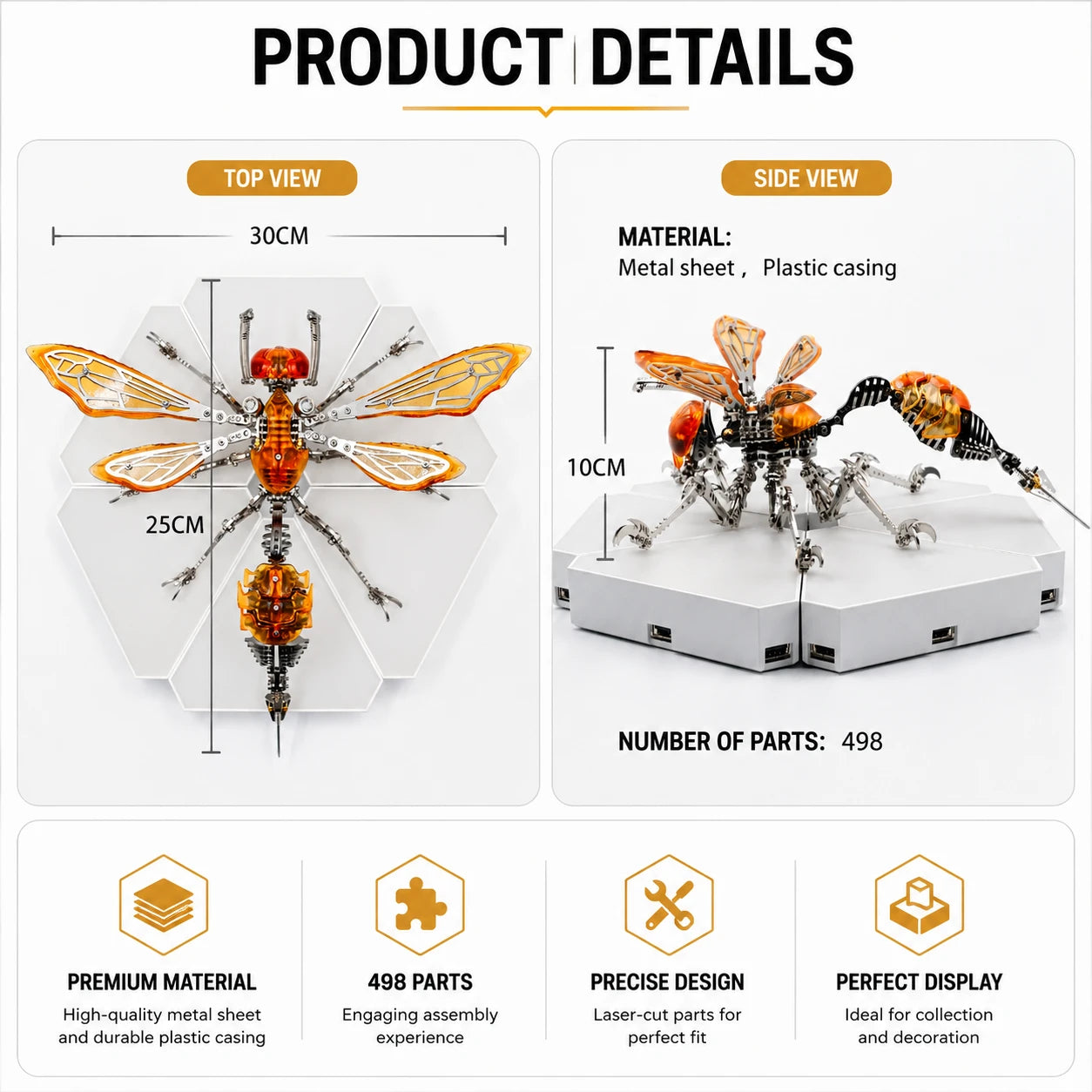Tri-Armor Hornet 3-in-1 – Mechanical Metal Model Kit, DIY Assembly Collectible – 498 Pieces