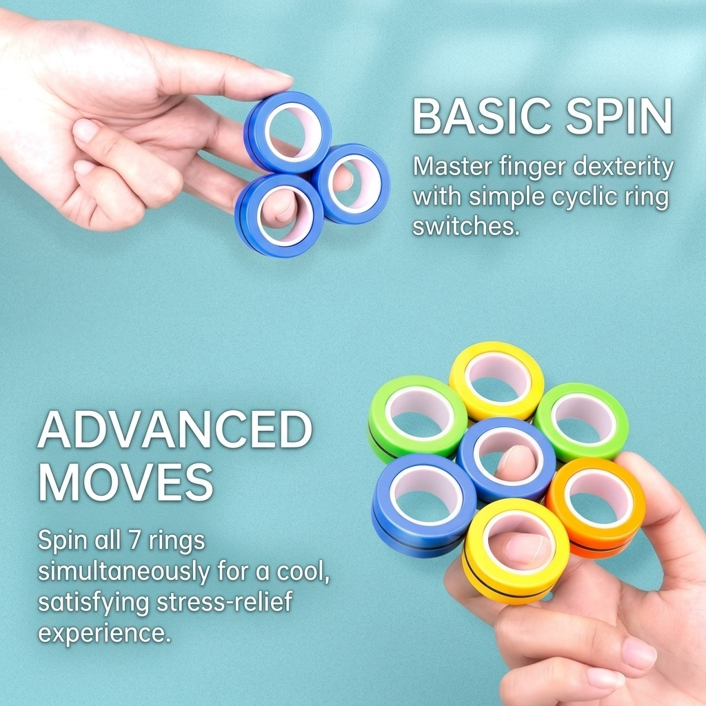 Magnetic Fidget Rings – Fun Stress Relief Toy for Kids & Adults