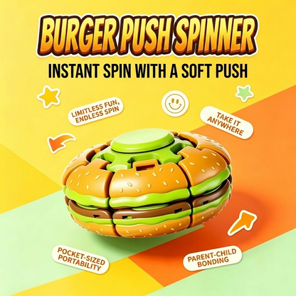 Burger Spin Fidget Toy – Press & Launch Stress Relief Spinner