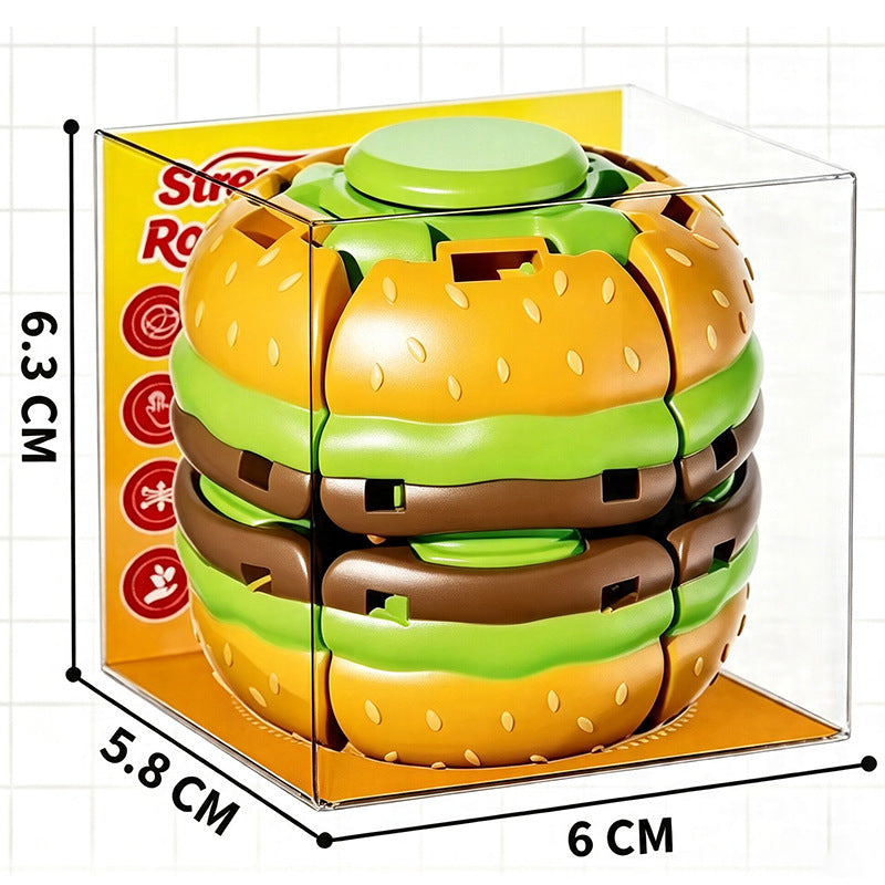 Burger Spin Fidget Toy – Press & Launch Stress Relief Spinner
