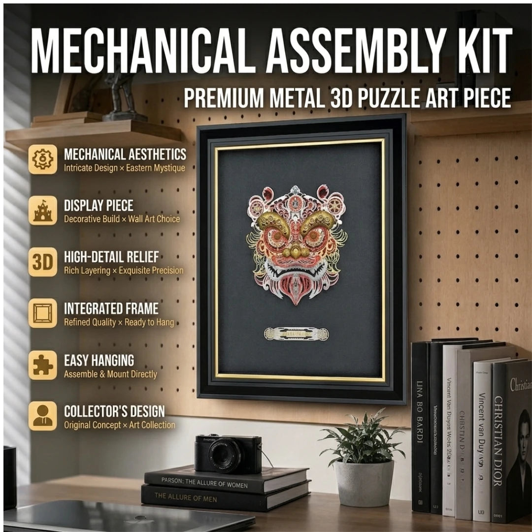 Butterfly & Lion Dance – 3D Metal Wall Art Kit, DIY Assembly Collectible – 308 Pieces