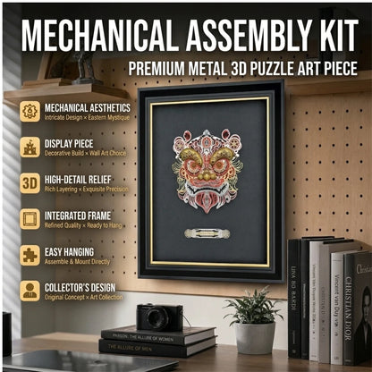 Butterfly & Lion Dance – 3D Metal Wall Art Kit, DIY Assembly Collectible – 308 Pieces