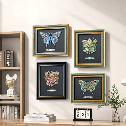 Butterfly & Lion Dance – 3D Metal Wall Art Kit, DIY Assembly Collectible – 308 Pieces