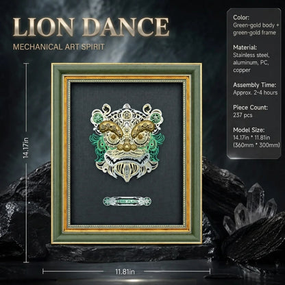Butterfly & Lion Dance – 3D Metal Wall Art Kit, DIY Assembly Collectible – 308 Pieces