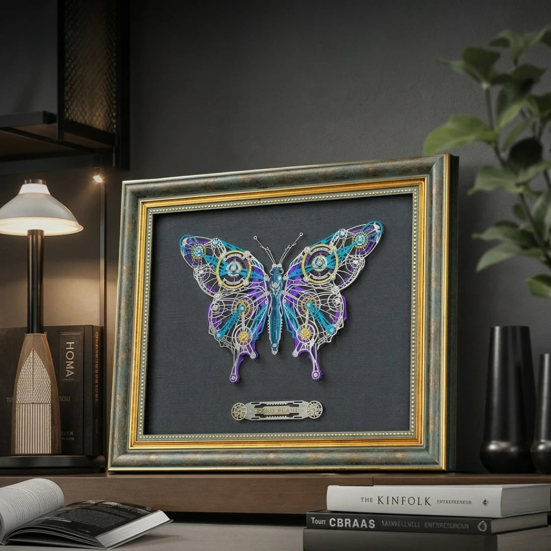 Butterfly & Lion Dance – 3D Metal Wall Art Kit, DIY Assembly Collectible – 308 Pieces
