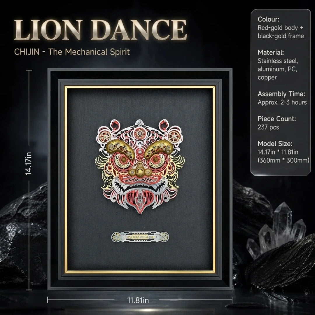 Butterfly & Lion Dance – 3D Metal Wall Art Kit, DIY Assembly Collectible – 308 Pieces