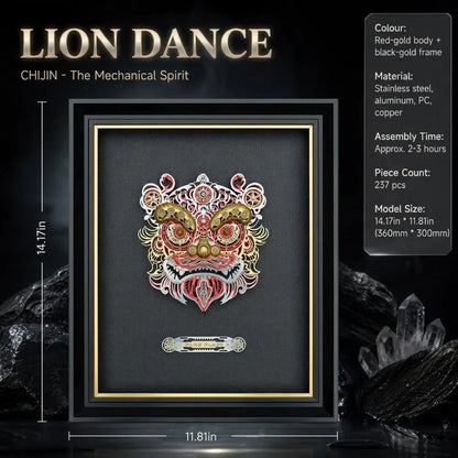 Butterfly & Lion Dance – 3D Metal Wall Art Kit, DIY Assembly Collectible – 308 Pieces