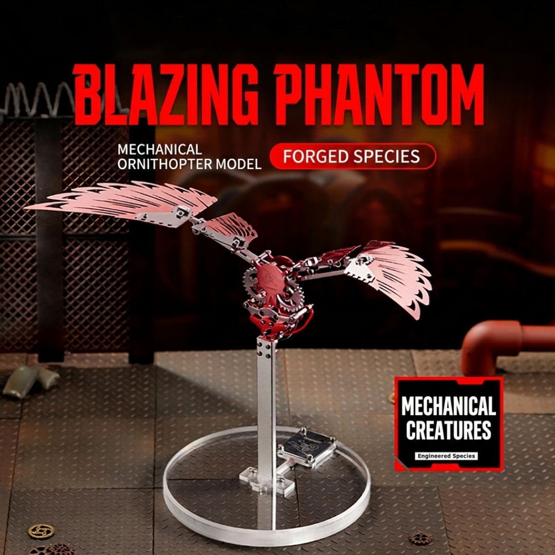 Inferno Wing – Mechanical Ornithopter Metal Model Kit, DIY Assembly Collectible – 124 Pieces