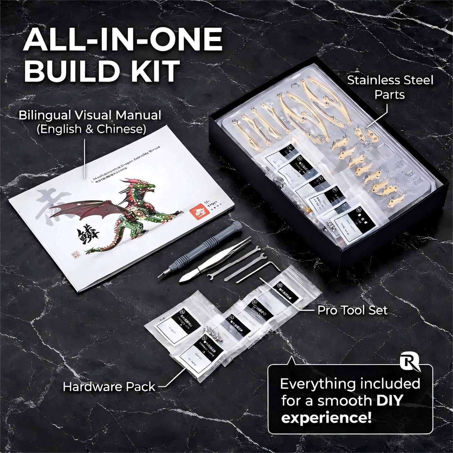 Pteranodon – Mechanical Metal Model Kit, DIY Assembly Collectible – 313 Pieces