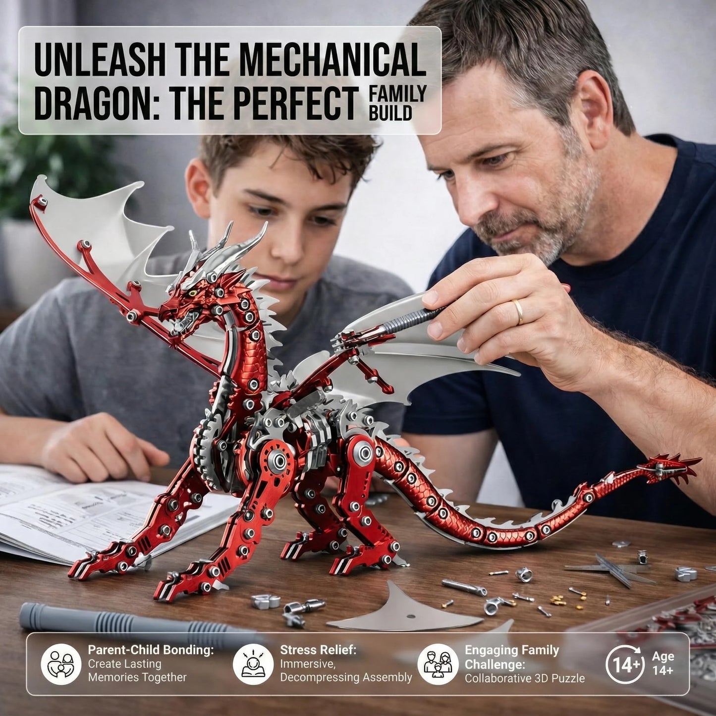 Pteranodon – Mechanical Metal Model Kit, DIY Assembly Collectible – 313 Pieces