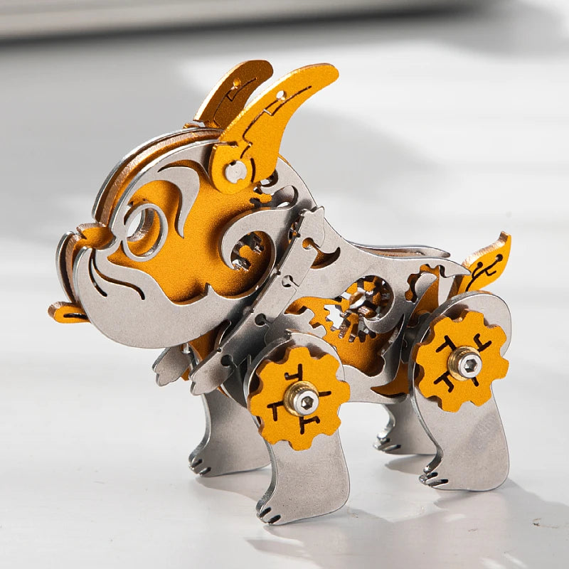 Mini Mechanical Bulldog – Mechanical Metal Model Kit, DIY Assembly Collectible – 48 Pieces