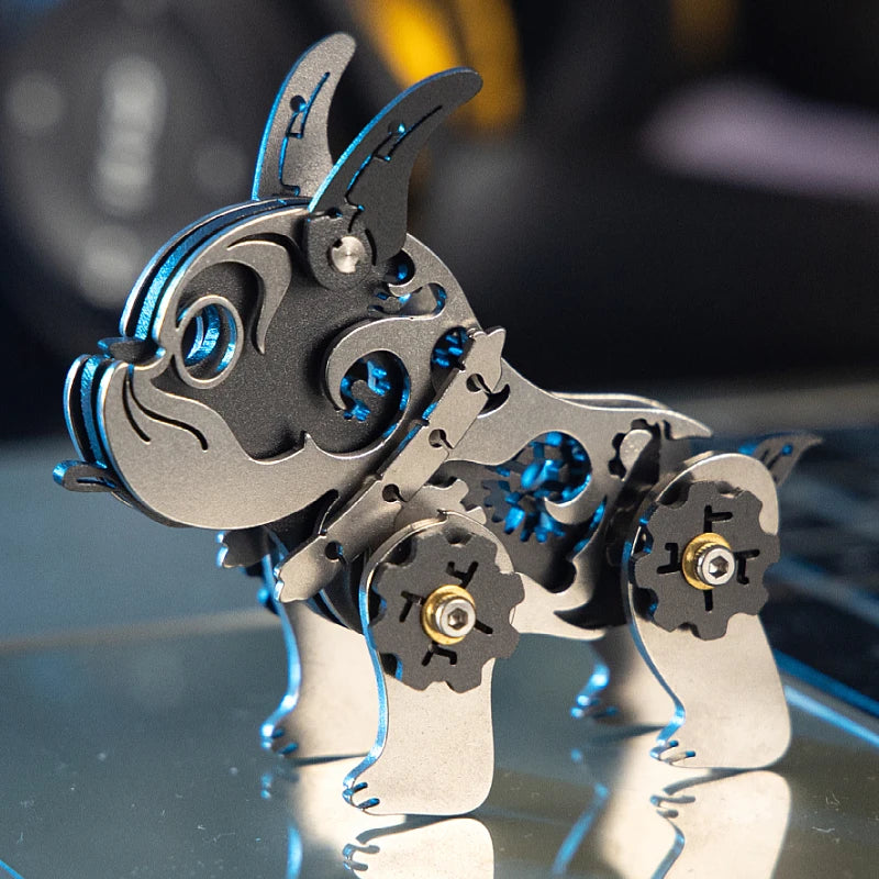 Mini Mechanical Bulldog – Mechanical Metal Model Kit, DIY Assembly Collectible – 48 Pieces