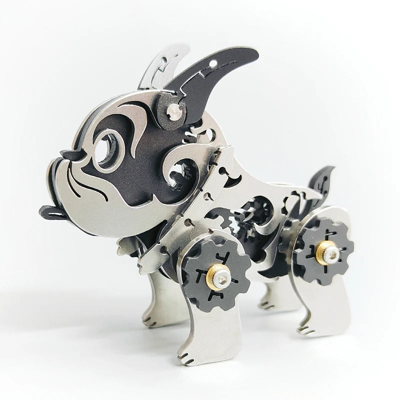 Mini Mechanical Bulldog – Mechanical Metal Model Kit, DIY Assembly Collectible – 48 Pieces