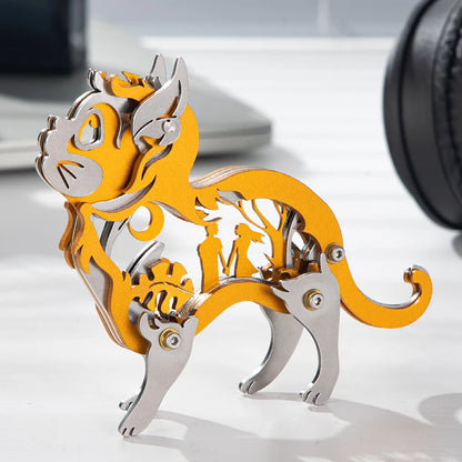 Dreamy Cat – Mechanical Metal Model Kit, DIY Assembly Collectible – 37 Pieces