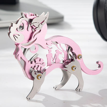 Dreamy Cat – Mechanical Metal Model Kit, DIY Assembly Collectible – 37 Pieces