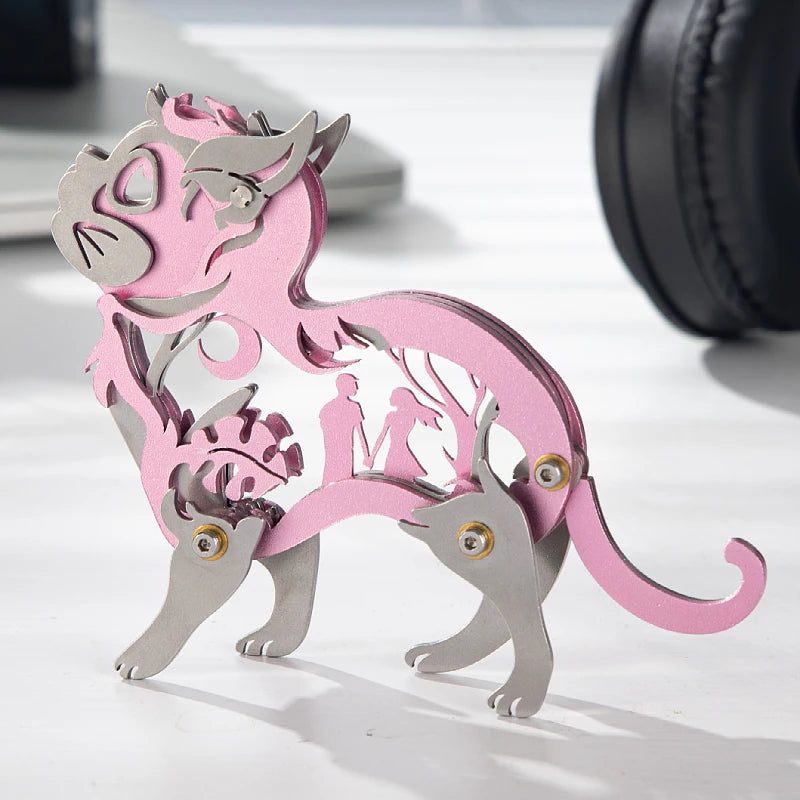 Dreamy Cat – Mechanical Metal Model Kit, DIY Assembly Collectible – 37 Pieces