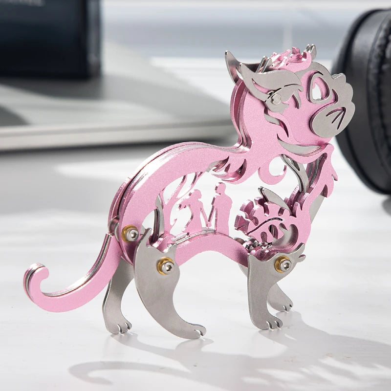 Dreamy Cat – Mechanical Metal Model Kit, DIY Assembly Collectible – 37 Pieces