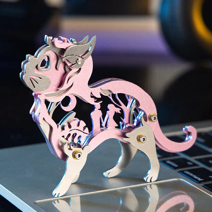 Dreamy Cat – Mechanical Metal Model Kit, DIY Assembly Collectible – 37 Pieces